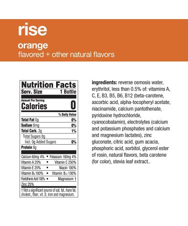 Vitaminwater Zero Rise Orange Flavored Electrolyte Enhanced Water, 20 Fl Oz (Pack of 12) - With Vitamin B5, B6, B12 - Buy Online on GoSupps.com