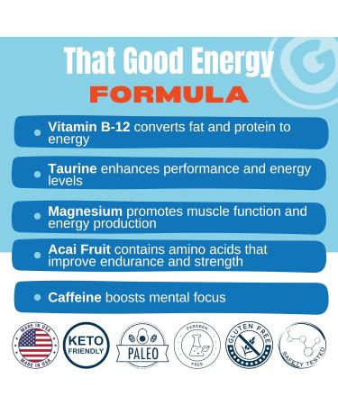 That Good Energy Natural Supplements for Women & Men | All Day Energy & Focus Pills | Sugar Free Keto Friendly B Vitamins - Made in USA - 60 Count - Buy Online on GoSupps.com