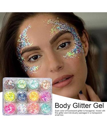  Rukjmqi Glitter face gel shimmer face gel long-lasting sparkling lotion (12 colors) glitter gel for lips and nails glitter liquid eyeshadow makeup - Buy Online on GoSupps.com