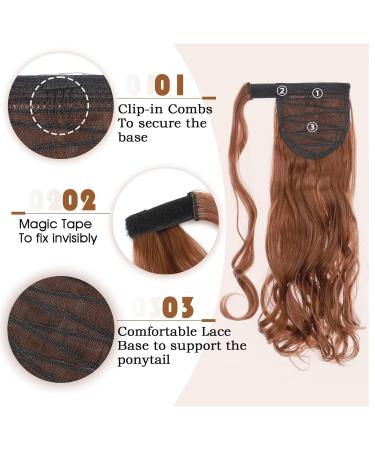 Tess Ponytail Extension | 40 cm Reddish Brown & Orange Wavy Braid | 90g Long Hair Extensions - Buy Online on GoSupps.com
