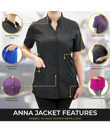 CHARLENE Anna Short-Sleeve Jacket - Custom Embroidery for Stylists & Groomers - XX-Large Magenta - Buy Online on GoSupps.com