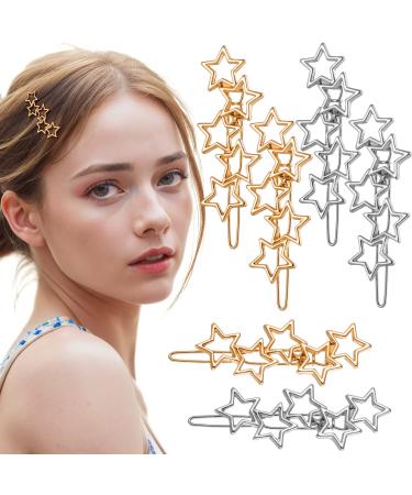 HINZIC 6Pcs Stars barrette Silver Star Hair Clips Gold Vintage Cluster Star Hair Pin Metal Hoop Star Head Clip Silver Cluster Hair Accessories for Women Girls - Buy Online on GoSupps.com