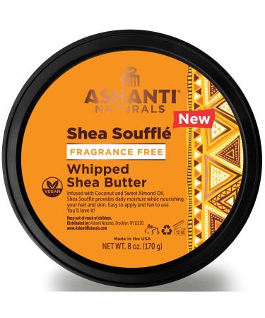 Ashanti Naturals Whipped Shea Butter | Unrefined Shea Butter from Ghana, Coconut and Almond Oil (Fragrance Free Souffle, 8 oz) - Buy Online on GoSupps.com