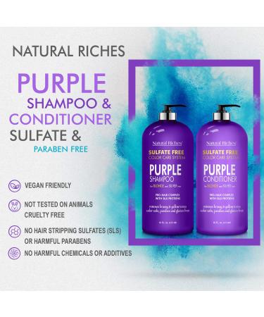 Natural Riches Purple Shampoo & Conditioner Set - Sulfate-Free for Silver, Blonde & Platinum Hair - Removes Yellow Brass Tones - 32 fl oz - Salon Grade - Buy Online on GoSupps.com