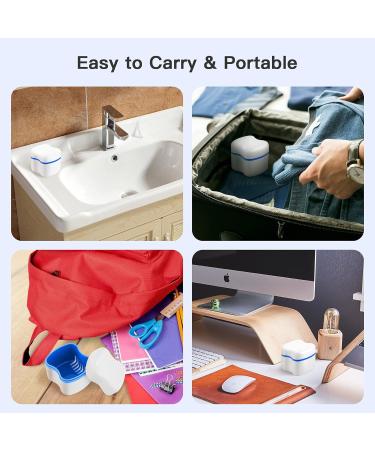 Denture Case Orthodontic Retainer Holder with Strainer & Lid (Blue) - Soaking Cup for Night Guard & Mouth Guard Cleaning - Buy Online on GoSupps.com