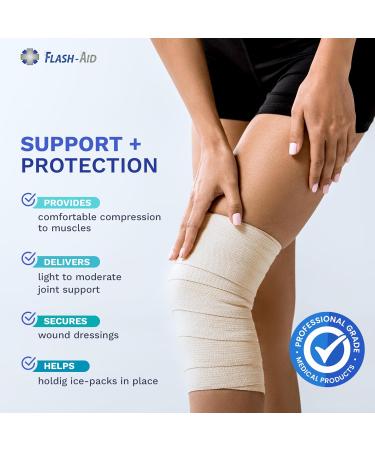 Elastic Bandage with Hook & Loop Closure - No Clips Needed | Pack of 3 (4-Inch) - Best for Injury Recovery | International Shipping Available - Buy Online on GoSupps.com