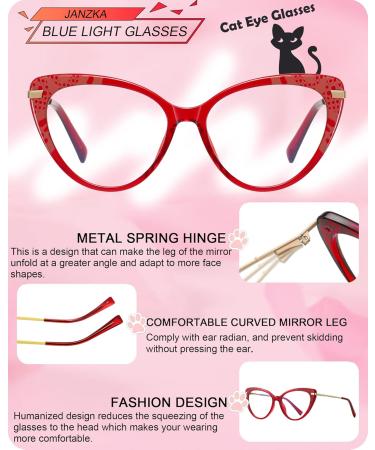 Spring Hinge Red Cateye Anti Blue Light Glasses for Women - Fashionable Big Face Gaming & Computer Eyewear - Buy Online on GoSupps.com