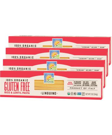 Bionaturae Linguine Gluten-Free Pasta | Rice and Lentil Linguine Pasta | Non-GMO | Lower Carb | Kosher | USDA Certified Organic | Made in Italy | 12 oz (4 Pack)