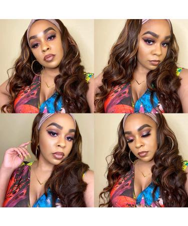Natural Looking 22 Brown Headband Wig - Kryssma Body Wave Synthetic Wig for Women - Buy Online on GoSupps.com