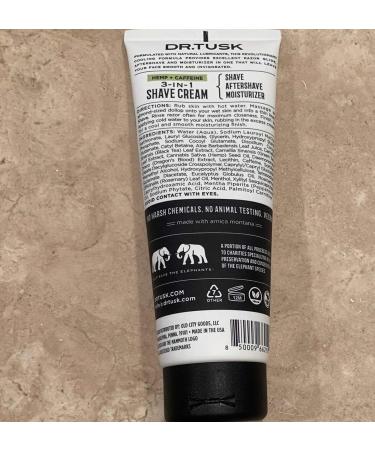DR. TUSK 3-in-1 Shaving Cream - 97% Natural Shave Cream for Men | Aloe Caffeine Hempseed Oil & Dragons Blood | Moisturizer & Aftershave | 5.9 Fl Oz - Buy Online on GoSupps.com