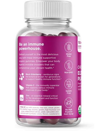 Hyland's Organic Sambucus Elderberry Gummies with Zinc and Vitamin C - Immune Support Supplement for Adults - 2 Bottles of 60 Count - Naturals Adult Elderberry - Buy Online on GoSupps.com