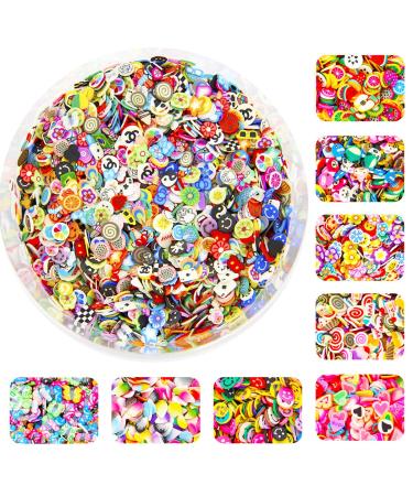 SUKPSY 1000 Pcs Mini Colorful Mixed Pattern Nail Art Slices Fruits Animals Flowers Nail Art Charms Stickers Decals for DIY Crafts Nail Art and Phone Case Decoration