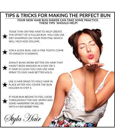 Styla Hair 3 Piece Donut Hair Bun Maker (1 Small 1 Medium 1 Large) Brown - Buy Online on GoSupps.com