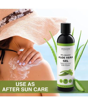 Organic Aloe Vera Gel for Face, Skin, Hair, Sunburn Relief - Extra Strength Concentrated Formula by Aromasong - Buy Online on GoSupps.com