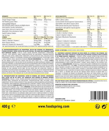 foodspring Energy Aminos Lemon | Plant-Based Pre-Workout Drink with BCAAs & High-Dose Caffeine | 400g - Boost Energy & Performance - Buy Online on GoSupps.com