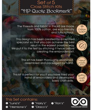 Personalized Kids' HP Quotes Embroidery Kit - Set of 5 DIY Bookmarks with Cross-Stitch Patterns - Buy Online on GoSupps.com