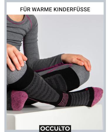 Occulto Children's Ski Socks 2-Pack (Charlie Model) - Size 31-34 Pink-Black | Perfect for Winter Sports - Buy Online on GoSupps.com