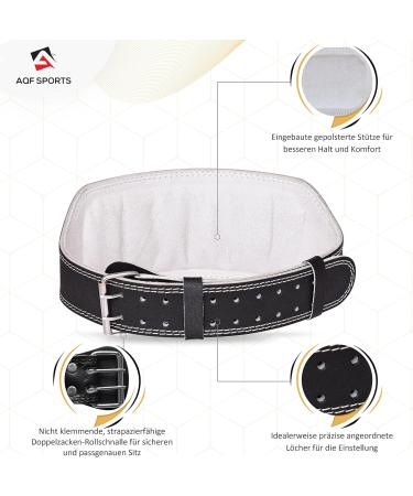 AQF Weight Lifting Belt - 6-Inch Leather Lumbar Support Gym Belt with Steel Buckle for Bodybuilding & Fitness - Large Size 32-36 (Black/Gold) - Buy Online on GoSupps.com