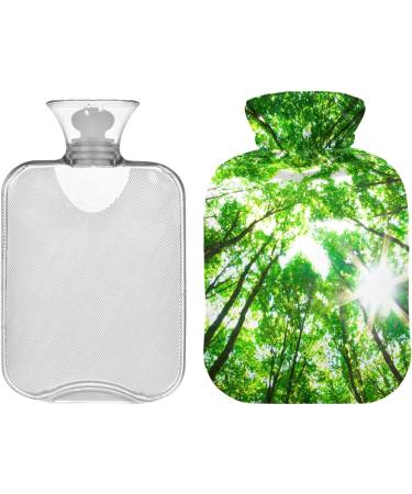 Buy NAANLE Transparent Hot Water Bottle with Tree of Life Cover - 1L Heat Bottle for Back Pain Relief & Cold Therapy | Green Forest Design - Buy Online on GoSupps.com