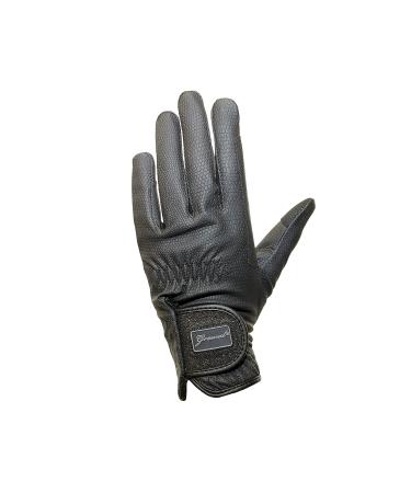 Isabella Synthetic Leather Horse Riding Gloves  Touch Screen Capability  Reinforced Rein Fingers  Expert Fit & Feel Black Medium