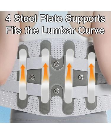 Lower Back Support Belt for Pain Relief - Ergonomic XL Medical Belt with 4 Steel Plates for Sciatica Herniated Disc & Scoliosis - Breathable Design - Buy Online on GoSupps.com