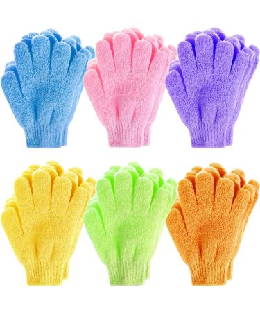 12 Pairs Exfoliating Shower Bath Scrub Gloves by Anezus | Body Exfoliator Glove for Spa Massage and Dead Skin Cell Remover - 6 Colors - Buy Online on GoSupps.com