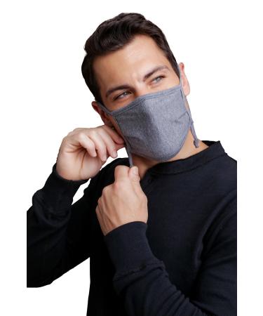 Cottonique Hypoallergenic Face Mask with Adjustable Earloops (2/Pack | Melange Grey)