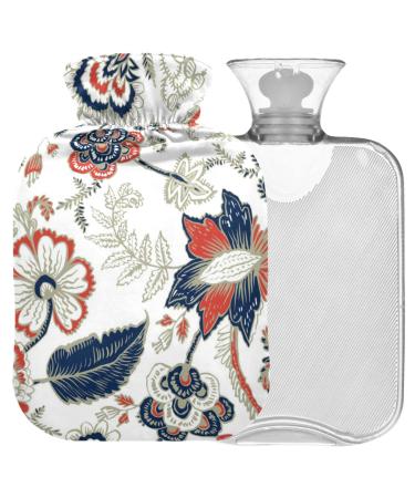 NAANLE hot hot water bottle with cover ethnic paisley flower transparent hot water bottle hot water bottle to relieve back pain handfoot warmers neck-hot and cold therapy 1 l