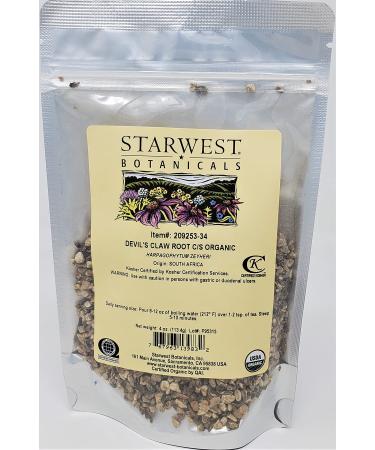 Starwest Botanicals Organic Devil's Claw Root Cut & Sifted 4 Ounces