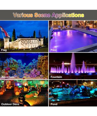 Pond Lights Mains Powered NATPOW Underwater Spot Lights RGB Aquarium Lights with Remote Control IP68 Multicoloured Submersible for Aquarium Garden Yard Pool Fountain Pond (6-in-1) Rgb-set of 6 - Buy Online on GoSupps.com