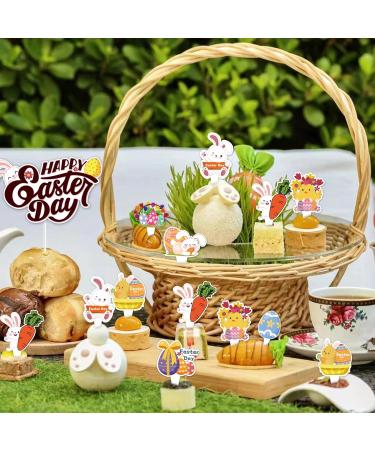 Easter Cupcake Toppers 73pcs Colorful Easter Egg Bunny Chicks Cake Decorations for Happy Easter Theme Party Supplies Kids Birthday Decorations - Buy Online on GoSupps.com