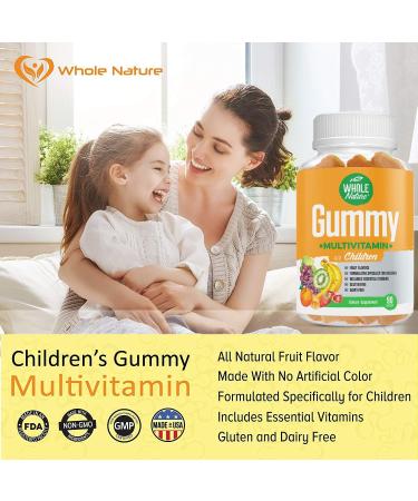 WHOLE NATURE Kids Gummy Multivitamin - Daily Essentials for Children's Wellness | 90 Gummies, Fruit Flavor, No Artificial Sugar, Dairy & Gluten Free - Buy Online on GoSupps.com