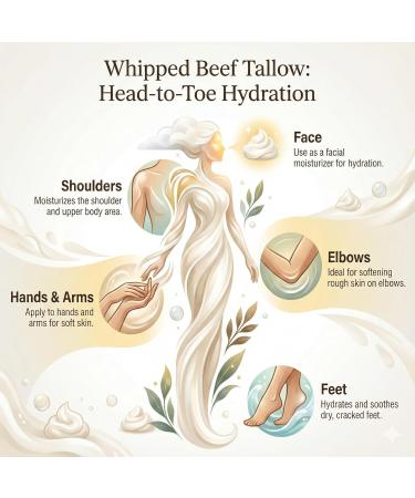 IKARIAN 100% Grass Fed Beef Tallow for Skin Care | Premium Whipped Moisturizer | Face + Body | Single Ingredient All natural | 4 FL. oz. (Unscented) - Buy Online on GoSupps.com