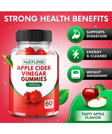 Apple Cider Vinegar Gummies 1000mg - Immune Health & Weight Management - Vegan, Non-GMO, Gluten-Free - 60 Gummies - Buy Online on GoSupps.com