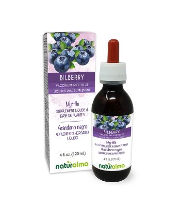 Naturalma Bilberry or European Blueberry (Vaccinium myrtillus) Fruit Alcohol-Free Tincture 4 fl oz Liquid Extract in Drops | Herbal Supplement | Vegan | Product of Italy Alcohol-free 4 Fl Oz