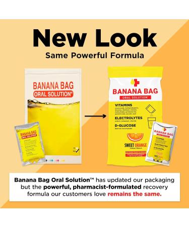 Banana Bag Oral Solution - Sweet Orange 30-Pack | Medbox Hydration Recovery Electrolyte & Vitamin Drink Mix | International Shipping Available - Buy Online on GoSupps.com
