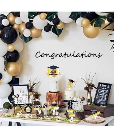 72pcs Graduation Cupcake Toppers 2024 Cake Topper Decorations Black and Gold Class of 2024 Congrats Grad Theme Party Supplies Graduate Party Cake Picks - Buy Online on GoSupps.com