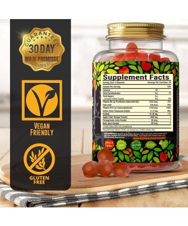 MAJU Apple Cider Vinegar Gummies with Mother - 1000mg for Weight Management & Detox | Unfiltered ACV, Gluten-Free, Low Sugar, Vegan - Buy Online on GoSupps.com