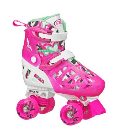 Roller Derby Track Star Adjustable Roller Skates for Beginners, Boys & Girls Pink/Mint Large (3-6)