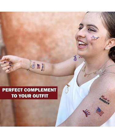 Fourth of July Party Supplies: 80pcs Patriotic Glitter & Metallic Temporary Tattoos | USA Independence Day Decorations for Kids & Adults - Buy Online on GoSupps.com