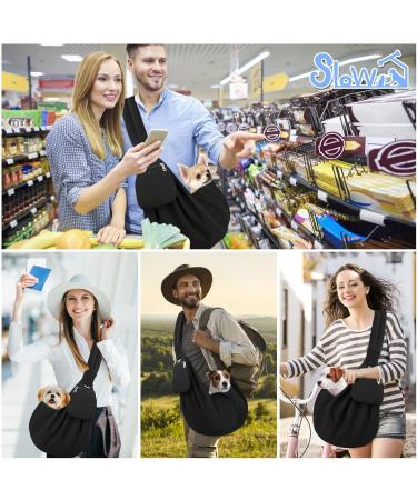 Slowton Dog Carrier Bag - Adjustable & Padded Shoulder Strap | Lightweight Pet Bag for Outdoor Walks | Black Sweater Fabric (S 1.3-3.6kg) - Shop Now! - Buy Online on GoSupps.com