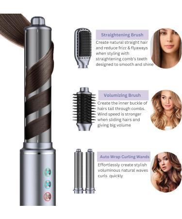 5-in-1 Ionic Coanda Blow Dryer & Hot Air Styler - High Speed 120 000 RPM Multistyler Hair Tools - Curling Wand Straightener & Volumizing Brush in Silver - Buy Online on GoSupps.com