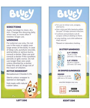 Bluey Kids Bandages - 100 CT Assorted Sizes | Flexible Adhesive Perfect for Minor Cuts & Scrapes | Great Gift & Stocking Stuffer - Buy Online on GoSupps.com