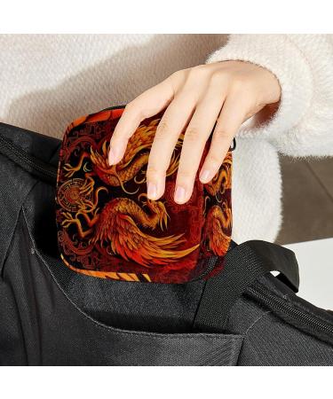 Period Bag - Sanitary Napkin Storage Bag with Chinese Dragon & Phoenix Design | Stylish Tampon Holder for Purse - Buy Online on GoSupps.com