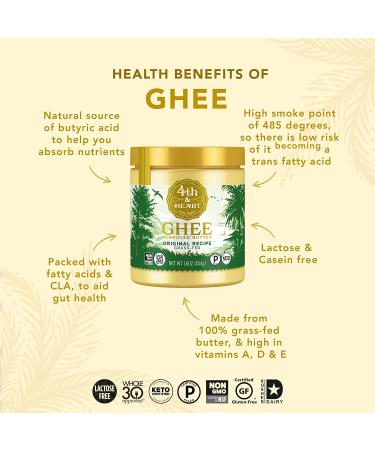 4th & Heart Original Grass Fed Ghee Butter (2 x 16oz Jars) - Keto, Non-GMO, Certified Paleo - 32 Ounce (Pack of 2) - Buy Online on GoSupps.com