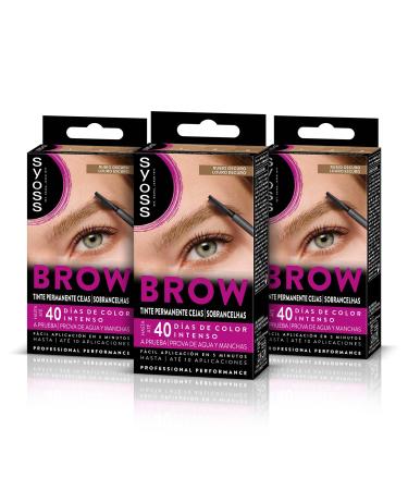 Syoss SYOSS Brow Dark Blonde Eyebrow Tint (1 x 10 ml) permanent hair color waterproof lasts 40 days and up to 10 uses for perfect eyebrows pack of 3