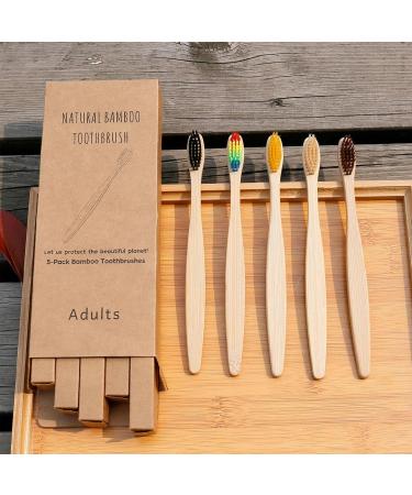 Bamboo Coal Toothbrush - Soft Charcoal Bristles Reusable Wood Toothbrush Set for Men & Women in 4 Colors | Eco-Friendly Oral Care - Buy Online on GoSupps.com