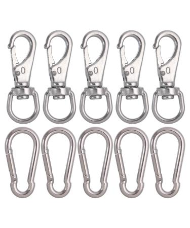 Mixiflor 5pcs Stainless Steel Swivel Eye Snap Hook Flag Pole Clips,with 5pcs Snap Hook Carabiner Diving Clips Spring Hooks for Bird Feeders, Pet Chains, Dog Tie-Out Cable, Keychains and More - Buy Online on GoSupps.com