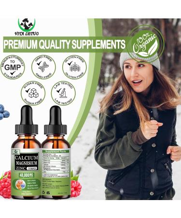 Calcium Magnesium Zinc Drops 1200mg Calcium with Vitamin D3 K2 Magnesium for Bone Teeth Colon Cardiovascular Health High Absorption Liquid Calcium Supplement Gluten Free Non GMO - Buy Online on GoSupps.com