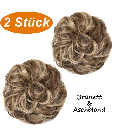 Jjstar 2-Piece Hair Part with Rubber Band | Dutt Hair Tie & Hair Extensions for Messy Buns & Ponytails - Perfect for Women & Girls in Brunette & Ash Blonde - Buy Online on GoSupps.com